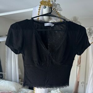 Dollcake Black Lace Trim Crop Top